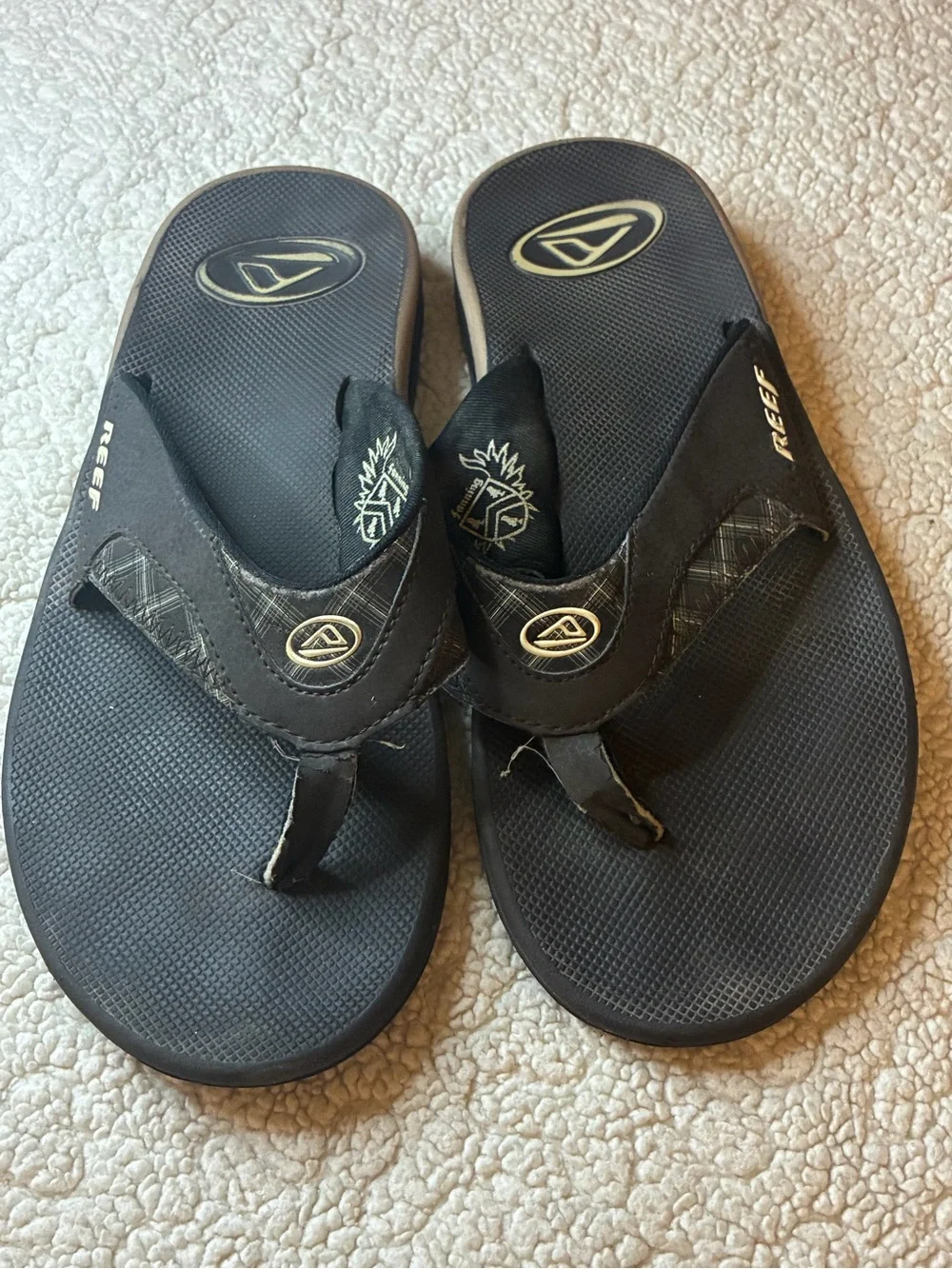 Reef Men’s Size 9 Black Cushioned Flip Flop Sandals Comfort